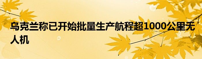 乌克兰称已开始批量生产航程超1000公里无人机