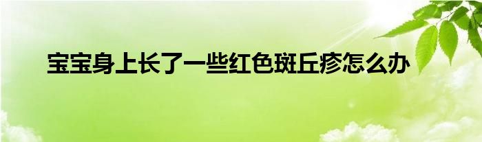 宝宝身上长了一些红色斑丘疹怎么办