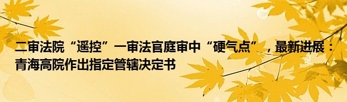 二审法院“遥控”一审法官庭审中“硬气点”，最新进展：青海高院作出指定管辖决定书