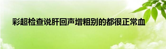 彩超检查说肝回声增粗别的都很正常血