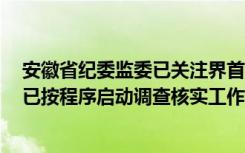 安徽省纪委监委已关注界首市赵亮网上实名举报相关情况，已按程序启动调查核实工作